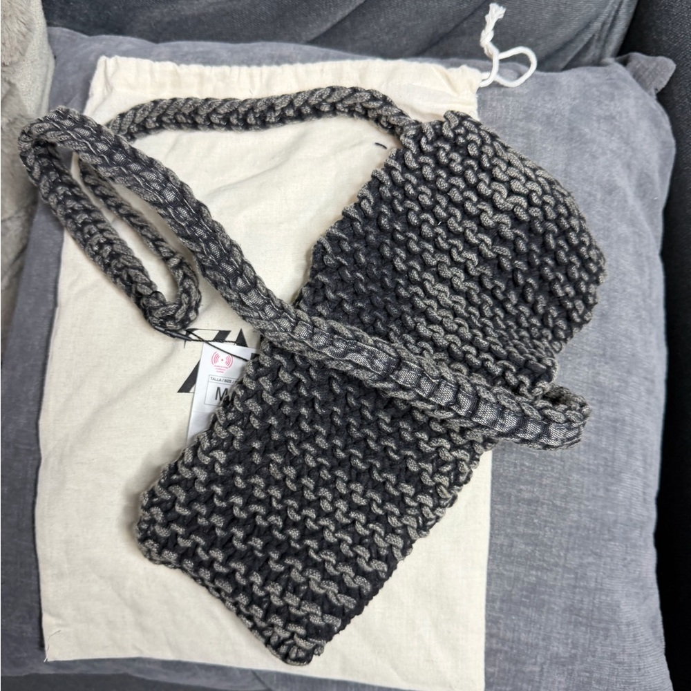 NWT Zara Man Unisex MACRAMÉ CROSSBODY BAG - Picture 9 of 12